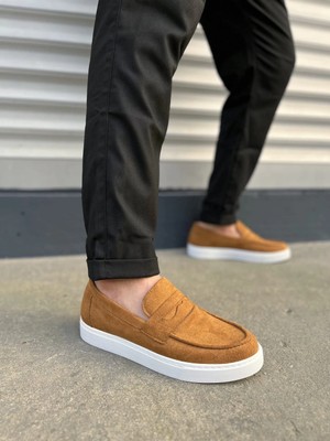 Joy Ayakkabı JY180 Estilo x Bağcıksız Süet Erkek Günlük Spor Klasik Ayakkabı Sbt - Taba