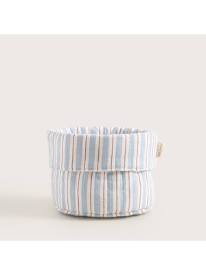 Chakra Sea Sıde Çizgili Oyuncak Sepeti Küçük Boy Mavi