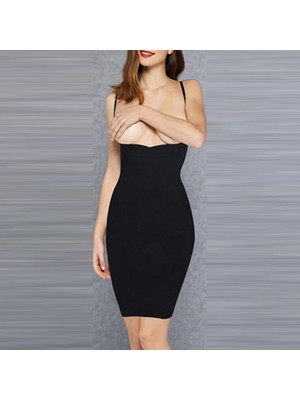 Kadın Siyah Uzun Elbise Korse 5901