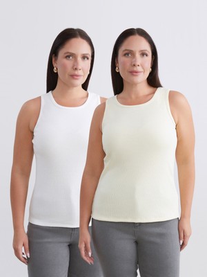 Soulife Büyük Beden Bisiklet Yaka Kadın Atlet 2'li