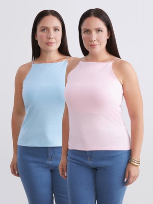 Soulife Büyük Beden Halter Yaka Kadın Atlet 2'li