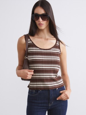 Soulife U Yaka Çizgili Kadın Triko Atlet