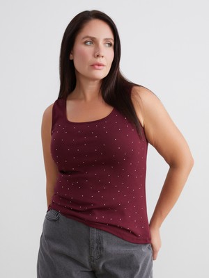 Soulife Büyük Beden U Yaka Taşlı Kadın Atlet