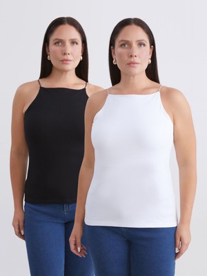 Soulife Büyük Beden Halter Yaka Kadın Atlet 2'li