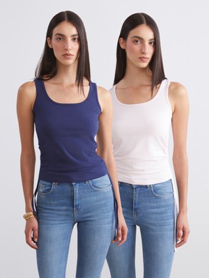 Soulife Kare Yaka Büzgülü Kadın Atlet 2'li