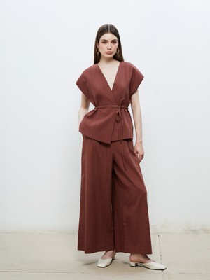 Soulife Beli Lastikli Geniş Paça Kadın Pantolon