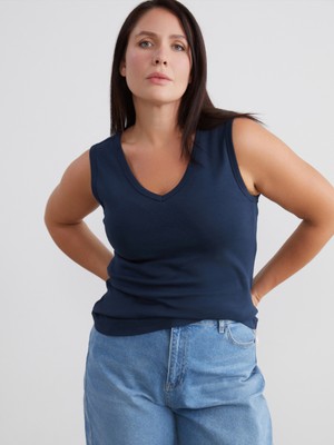 Soulife Büyük Beden V Yaka Kadın Atlet