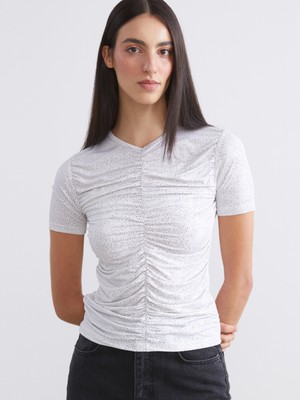 Soulife V Yaka Büzgülü Bluz