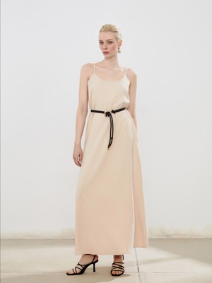 Soulife U Yaka Askılı Krep Elbise