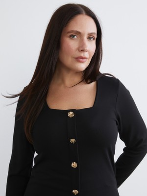 Soulife Büyük Beden Kare Yaka Bluz