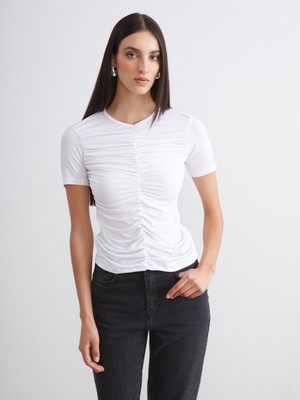 Soulife V Yaka Büzgülü Bluz