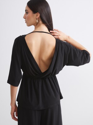 Soulife Kruvaze Yaka Büzgülü Bluz