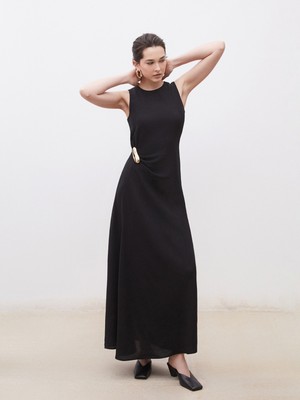 Soulife Bisiklet Yaka Krep Elbise