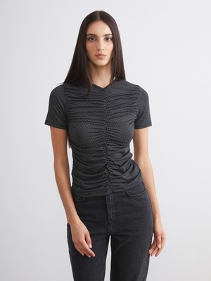 Soulife V Yaka Büzgülü Bluz