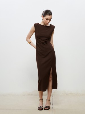 Soulife Bisiklet Yaka Büzgülü Elbise