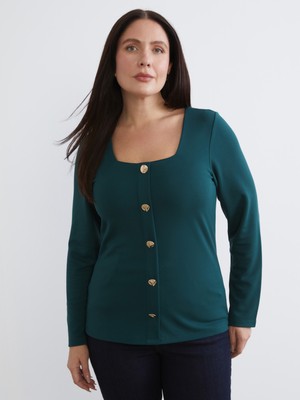 Soulife Büyük Beden Kare Yaka Bluz