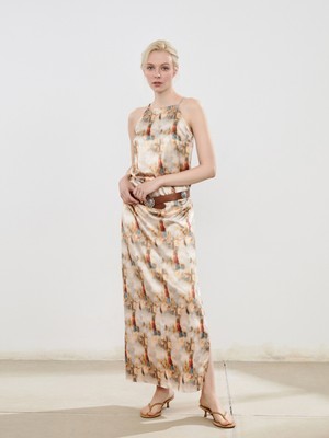 Soulife Halter Yaka Desenli Askılı Elbise