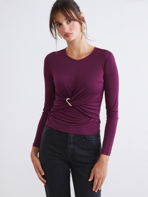 Soulife Bisiklet Yaka Büzgülü Bluz