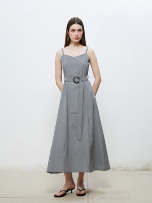 Soulife Kalp Yaka Ekose Askılı A Kesim Elbise