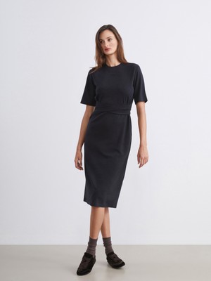 Soulife Bisiklet Yaka Kuşaklı Elbise