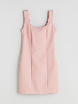 Soulife Kare Yaka Krep Mini Elbise