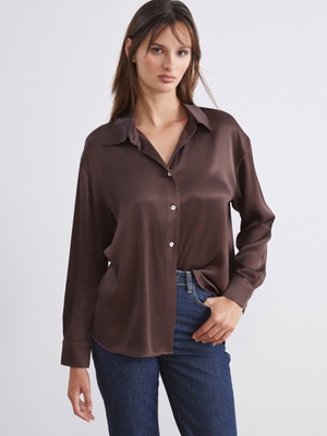 Soulife Desenli Saten Kadın Gömlek