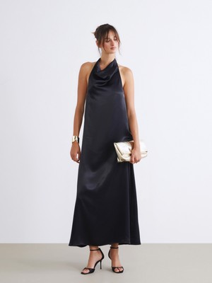 Soulife Halter Yaka Saten Abiye Elbise