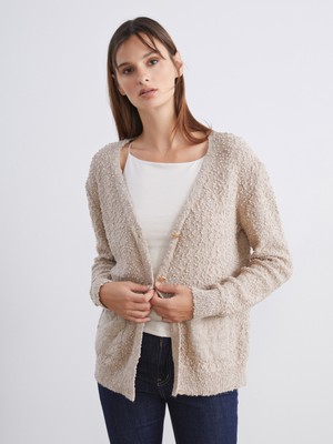 Soulife V Yaka Dokulu Kadın Triko Hırka