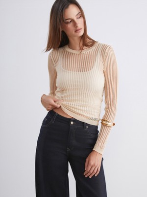 Soulife Bisiklet Yaka Ajurlu Kadın Triko Kazak