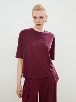 Soulife Bisiklet Yaka Modal Karışımlı Kadın Tişört