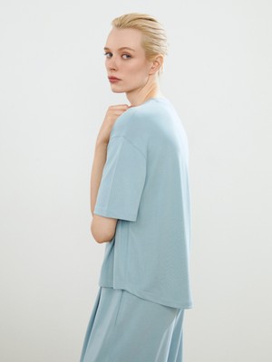 Soulife Bisiklet Yaka Modal Karışımlı Kadın Tişört