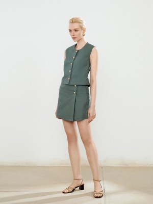 Soulife Standart Fit Keten Görünümlü Şort Etek