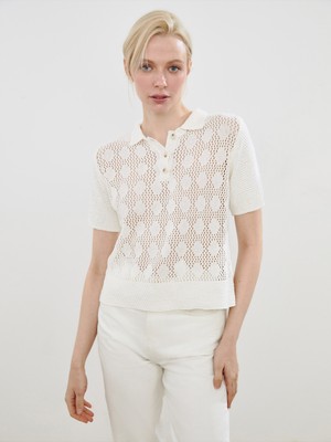 Soulife Polo Yaka Ajurlu Kadın Triko Kazak