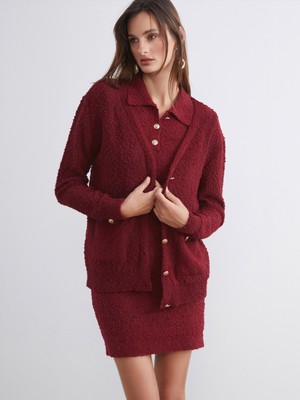 Soulife V Yaka Dokulu Kadın Triko Hırka