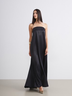 Soulife Straplez Yaka Saten Abiye Elbise