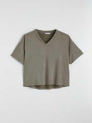 Soulife V Yaka Modal Karışımlı Kadın Tişört