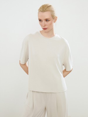 Soulife Bisiklet Yaka Modal Karışımlı Kadın Tişört