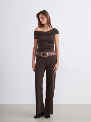 Soulife Beli Lastikli Kadın Triko Pantolon