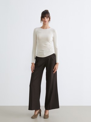 Soulife Loose Fit Geniş Paça Kadın Pileli Pantolon