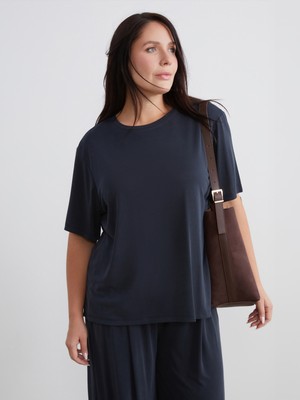 Soulife Büyük Beden Modal Karışımlı Kadın Tişört