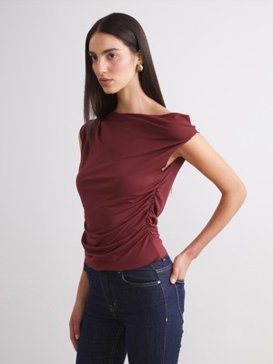 Soulife Kayık Yaka Büzgülü Bluz