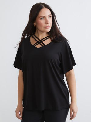 Soulife Büyük Beden V Yaka Kadın Tişört