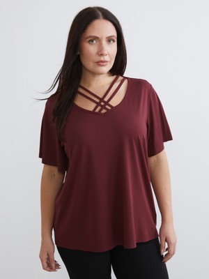 Soulife Büyük Beden V Yaka Kadın Tişört