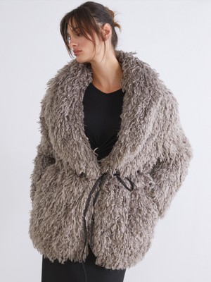 Soulife Bisiklet Yaka Kadın Kürk Mont