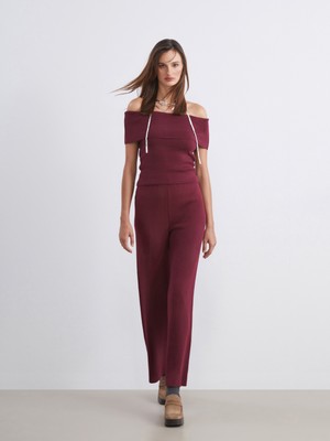 Soulife Beli Lastikli Kadın Triko Pantolon