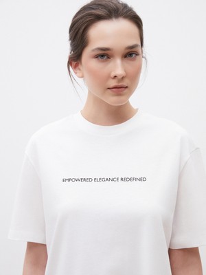 Soulife Bisiklet Yaka Baskılı Oversize Kadın Tişört