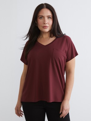 Soulife Büyük Beden V Yaka Kadın Tişört