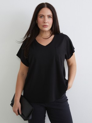 Soulife Büyük Beden V Yaka Kadın Tişört