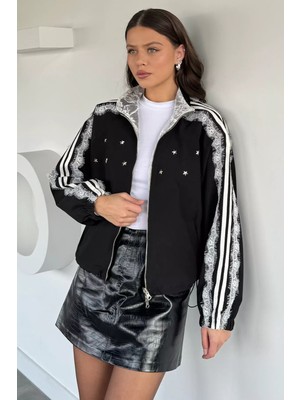 Gülseli Çift Taraflı Giyilebilir Dantel Detaylı Tarz Mont P-00019081