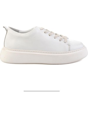 Bambi Beyaz Hakiki Deri Erkek Sneaker E01011032503